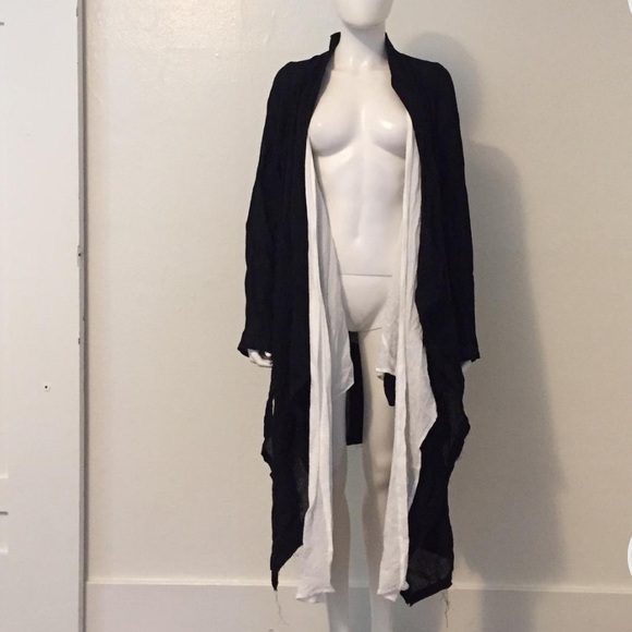 Black and White Open Front Cardigan